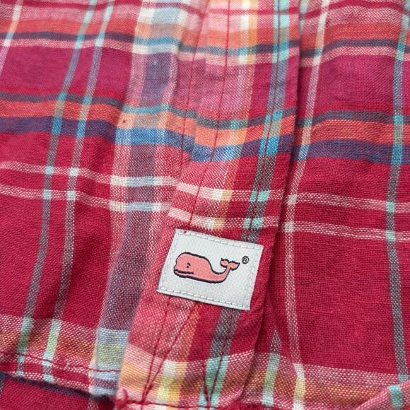 Vineyard Vines Men's S Linen Multicolor Plaid Long Sleeve Slim Fit Murray Shirt - Picture 7 of 8